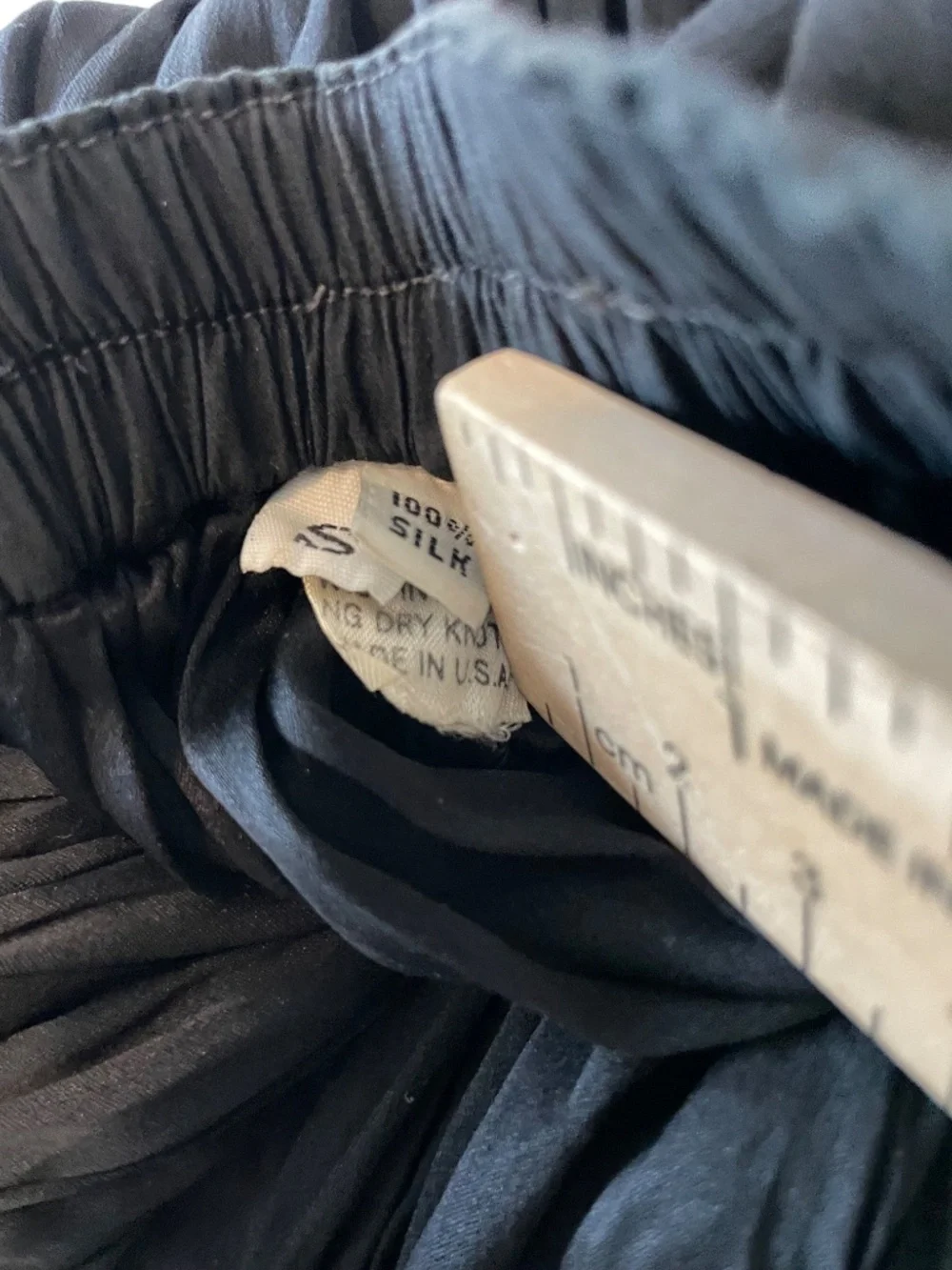 Vintage 100% Silk Black Crinkle Pleated Midi Skirt, Boho Fairy Goth, Size Small